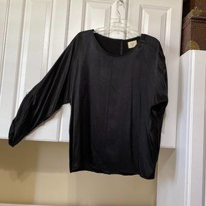 Tina + Jo Women Black Long Sleeve Blouse Small Satin
